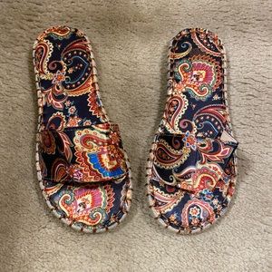 Paisley fabric flat mules size 40